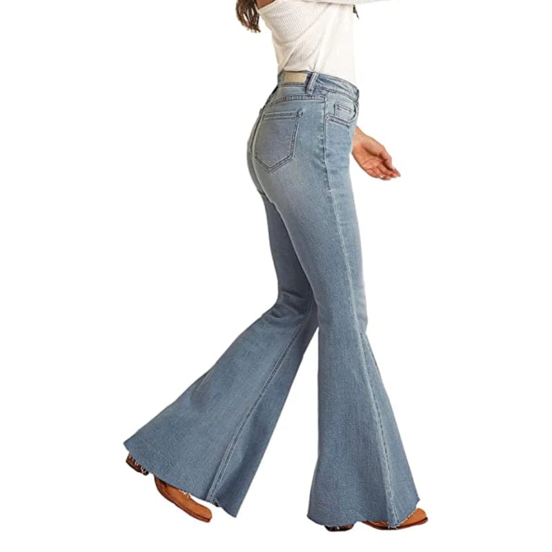 Rock & Roll Distressed Bell Bottom-Jeans-Rock & Roll Denim-Whiskey Ray's Boutique, Women's Western Wear Boutique in Waxahachie, TX