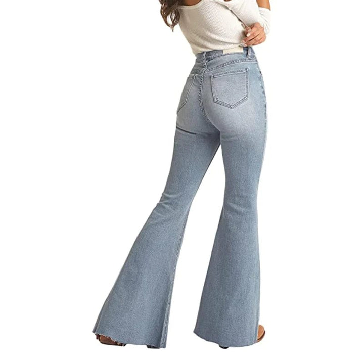 Rock & Roll Distressed Bell Bottom-Jeans-Rock & Roll Denim-Whiskey Ray's Boutique, Women's Western Wear Boutique in Waxahachie, TX