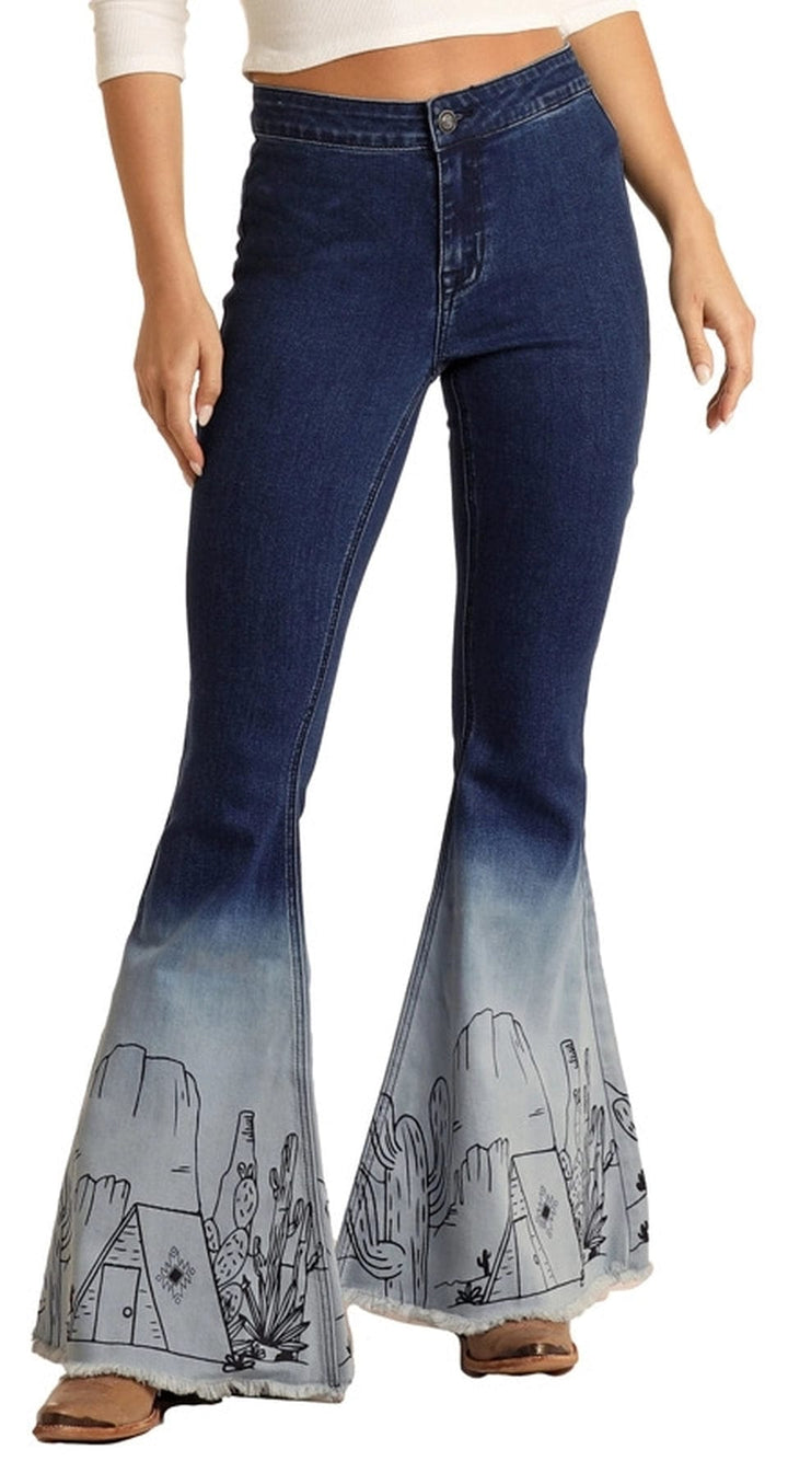 Rock & Roll Ombre Bell Bottoms-Jeans-Rock & Roll Denim-Whiskey Ray's Boutique, Women's Western Wear Boutique in Waxahachie, TX