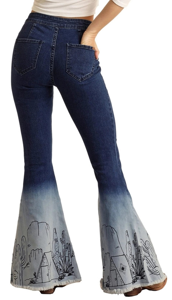Rock & Roll Ombre Bell Bottoms-Jeans-Rock & Roll Denim-Whiskey Ray's Boutique, Women's Western Wear Boutique in Waxahachie, TX