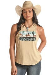Rock & Roll Desert Scene Tank-Graphic Tops-Rock & Roll Denim-Whiskey Ray's Boutique, Women's Western Wear Boutique in Waxahachie, TX