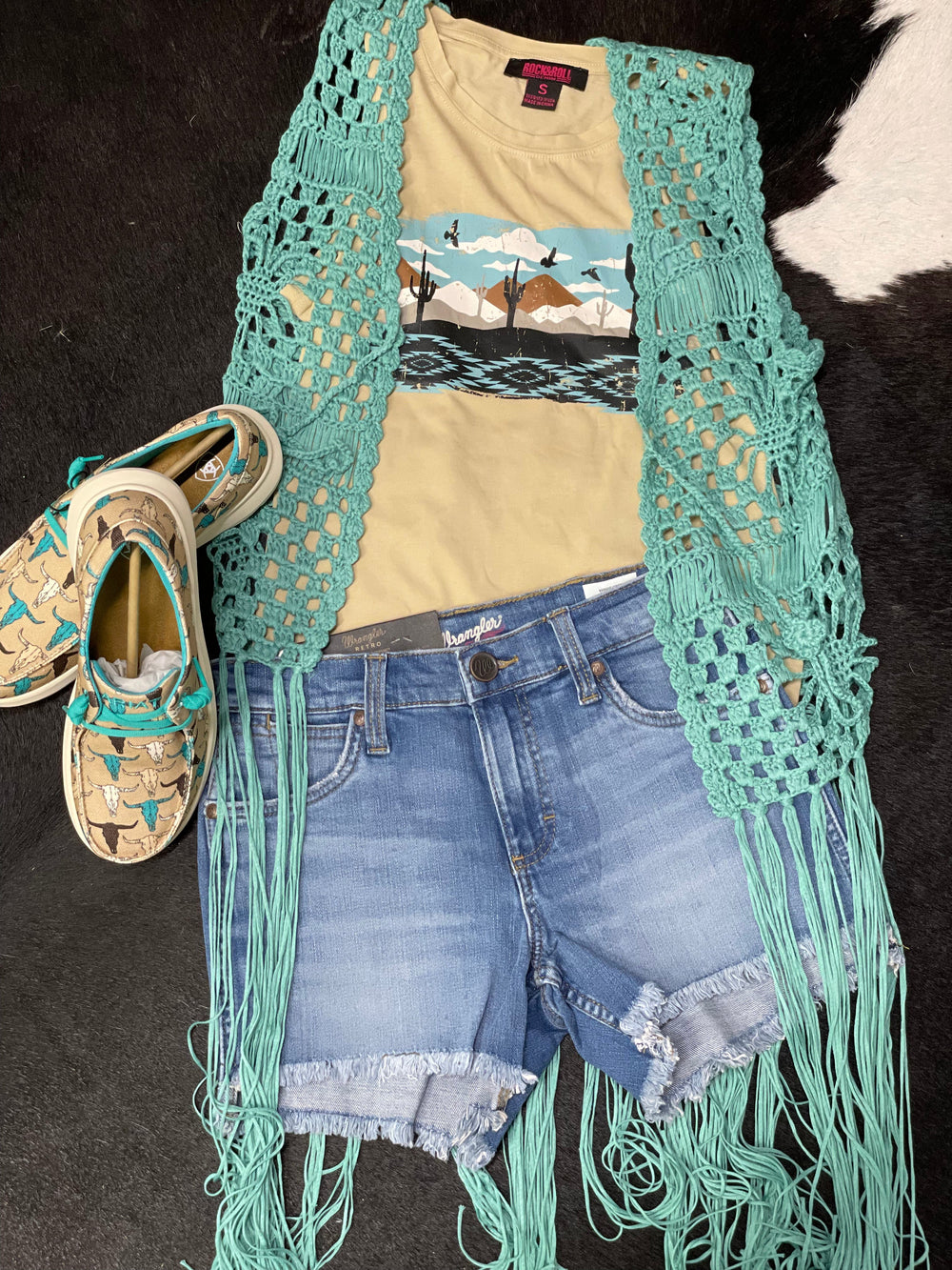 Rock & Roll Desert Scene Tank-Graphic Tops-Rock & Roll Denim-Whiskey Ray's Boutique, Women's Western Wear Boutique in Waxahachie, TX