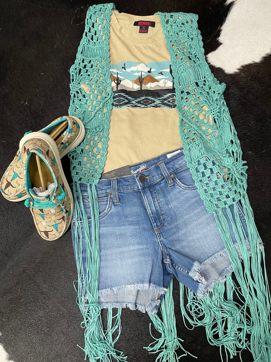 Rock & Roll Desert Scene Tank-Graphic Tops-Rock & Roll Denim-Whiskey Ray's Boutique, Women's Western Wear Boutique in Waxahachie, TX