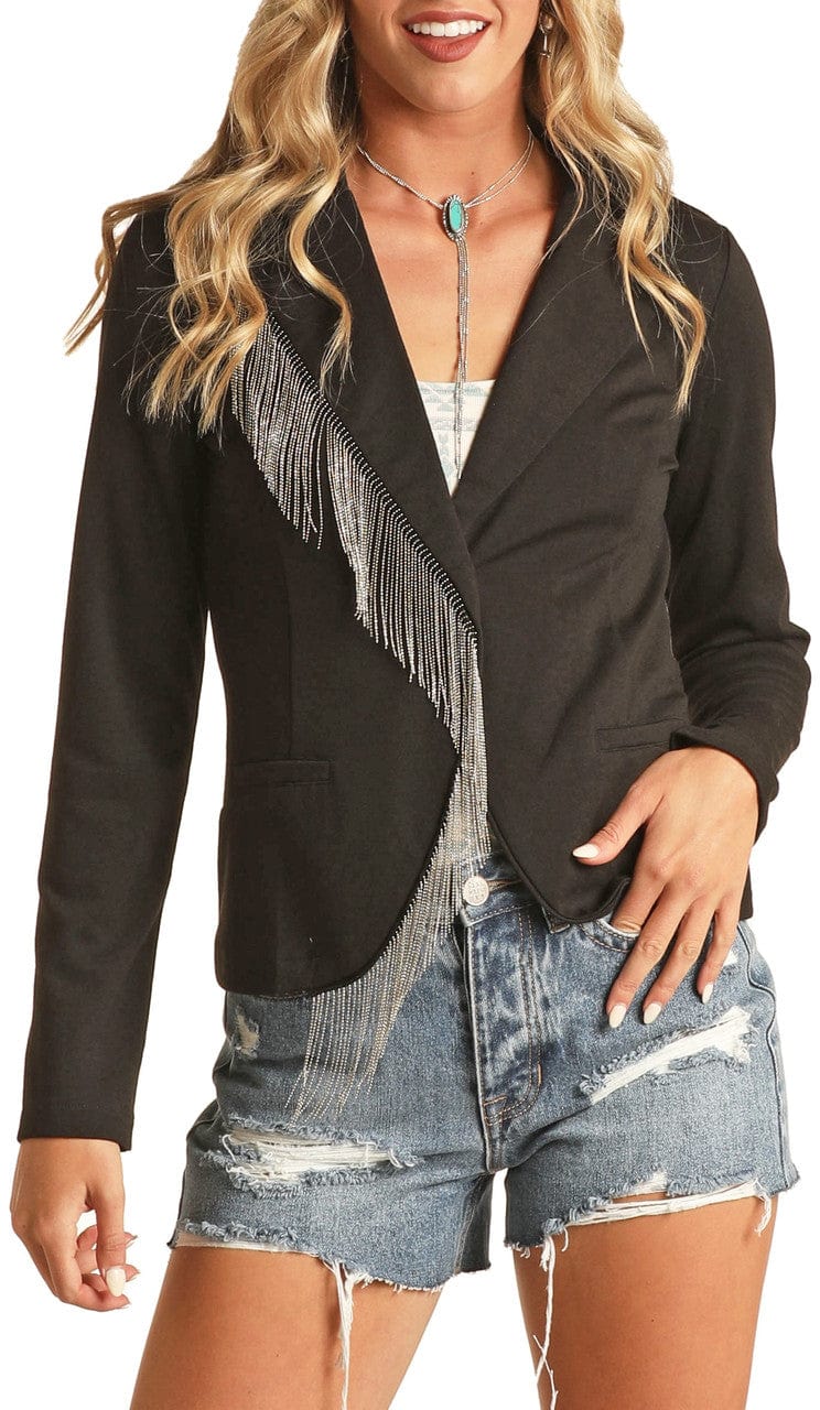 Rock & Roll Fringe Blazer-Coats & Jackets-Rock & Roll Denim-Whiskey Ray's Boutique, Women's Western Wear Boutique in Waxahachie, TX
