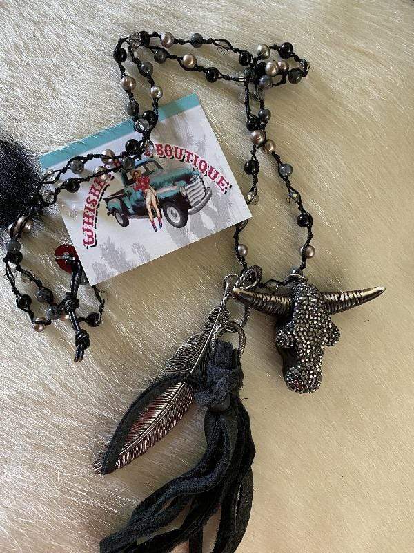 Beaded Skull Necklace-Necklaces-Whiskey Ray's Boutique-Whiskey Ray's Boutique, Women's Western Wear Boutique in Waxahachie, TX