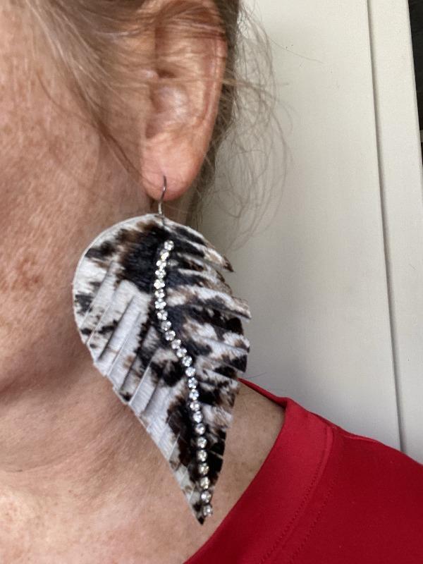 Leather bling earrings-Earrings-Whiskey Ray's Boutique-Whiskey Ray's Boutique, Women's Western Wear Boutique in Waxahachie, TX