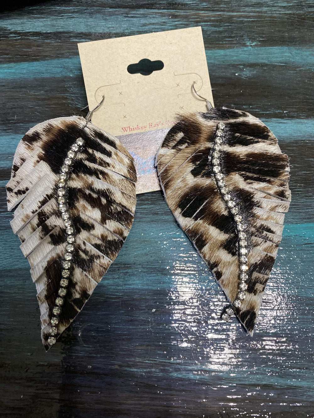 Leather bling earrings-Earrings-Whiskey Ray's Boutique-Whiskey Ray's Boutique, Women's Western Wear Boutique in Waxahachie, TX