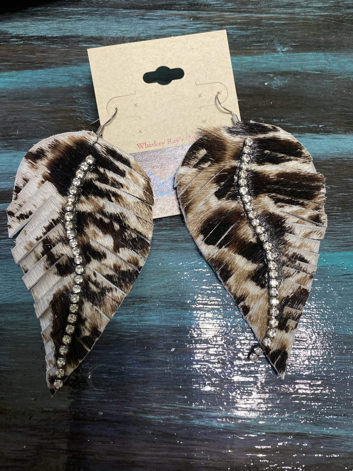 Leather bling earrings-Earrings-Whiskey Ray's Boutique-Whiskey Ray's Boutique, Women's Western Wear Boutique in Waxahachie, TX