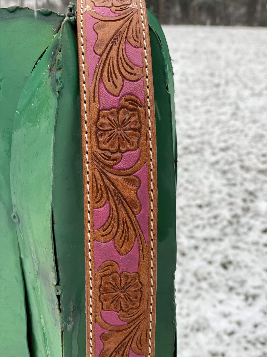 Pansy Pink Tooled Leather Purse Strap-Purse Straps-Whiskey Ray's Boutique-Whiskey Ray's Boutique, Women's Western Wear Boutique in Waxahachie, TX