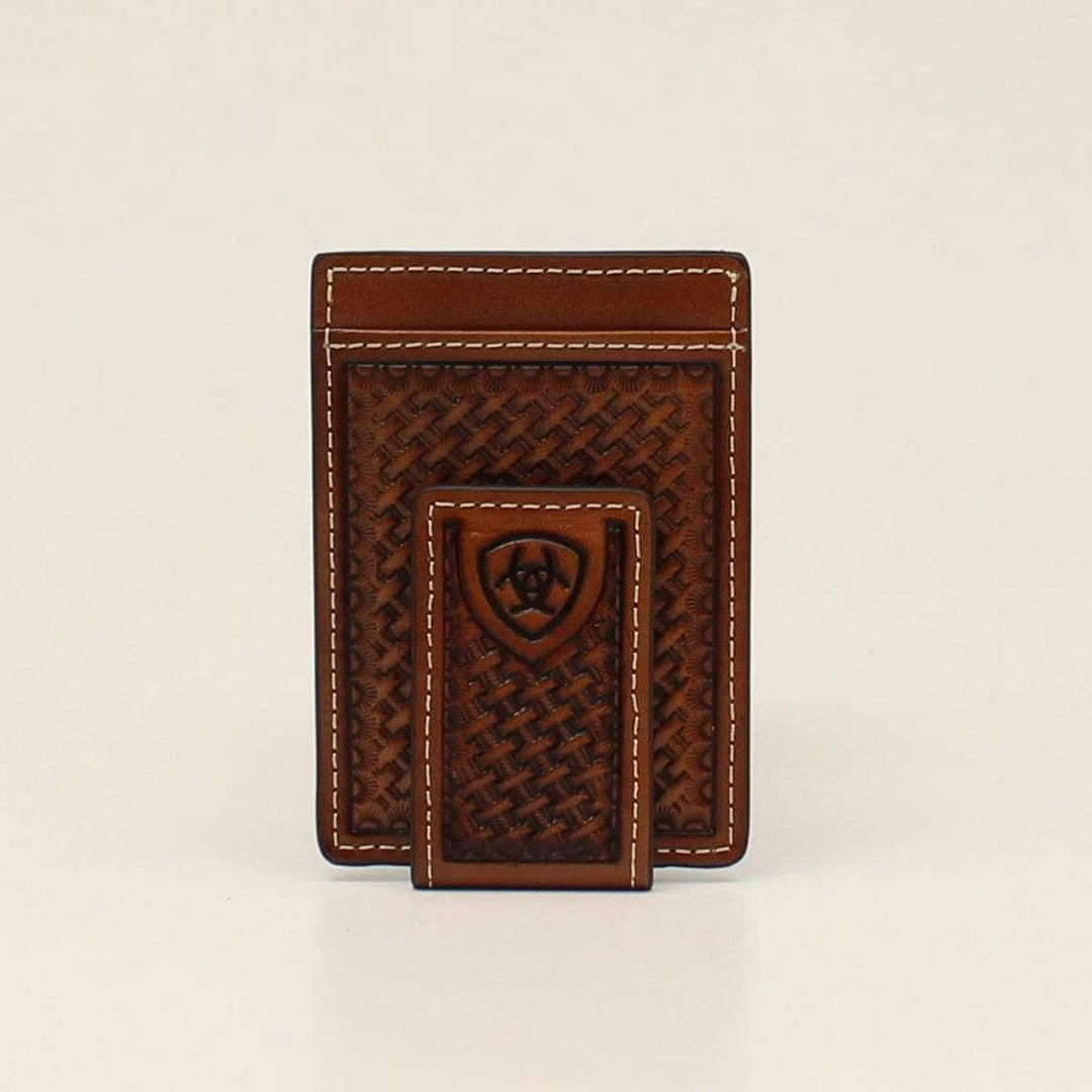 Ariat Men's Money clip Basketweave -TAN-Wallets-Ariat-Whiskey Ray's Boutique, Women's Western Wear Boutique in Waxahachie, TX