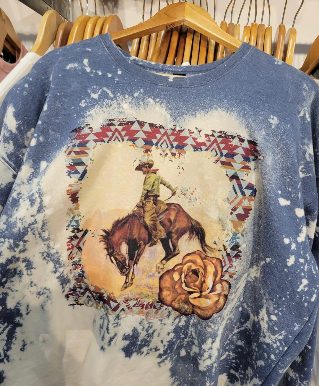 Aztec Bronc Rider Sweatshirt-Graphic Tops-Whiskey Ray's Boutique-Whiskey Ray's Boutique, Women's Western Wear Boutique in Waxahachie, TX