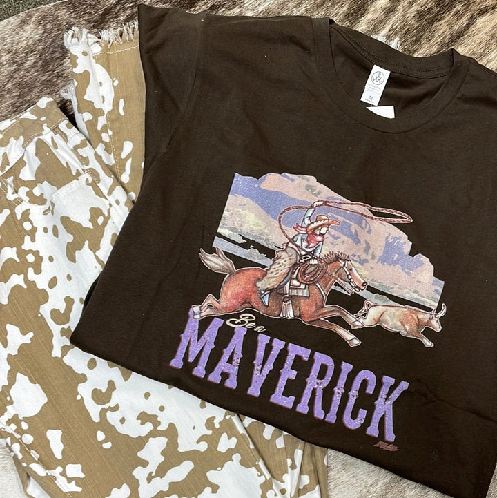 Be A Maverick Tee-Graphic Tops-Whiskey Ray's Boutique-Whiskey Ray's Boutique, Women's Western Wear Boutique in Waxahachie, TX