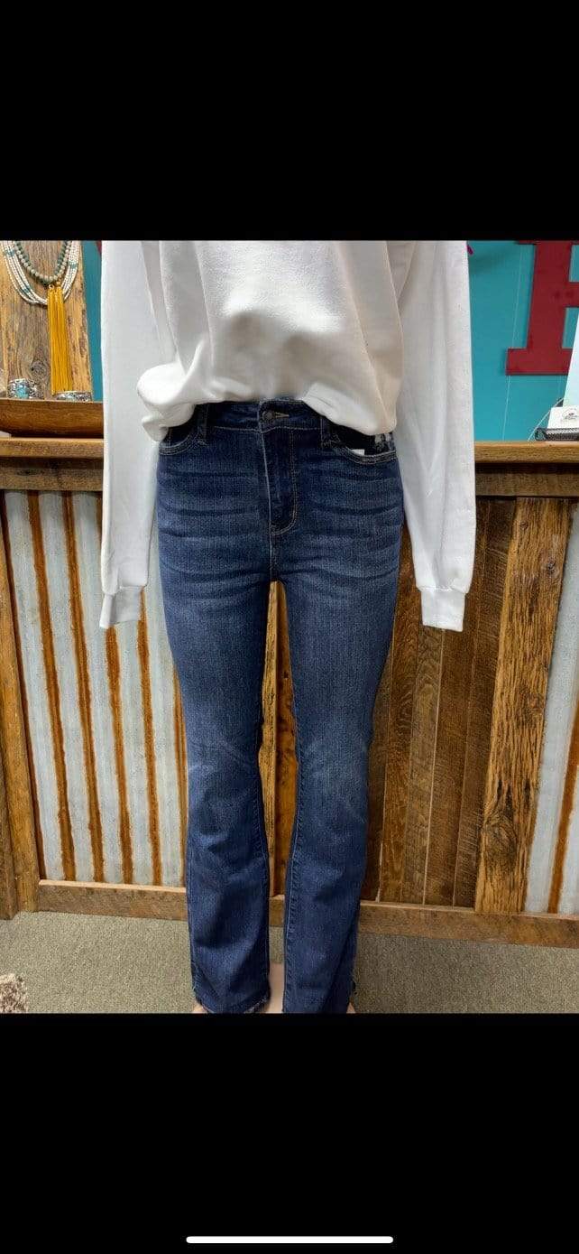 High Waist Slit Hem Slim Bootcut Judy Blue-Jeans-Judy Blue-Whiskey Ray's Boutique, Women's Western Wear Boutique in Waxahachie, TX