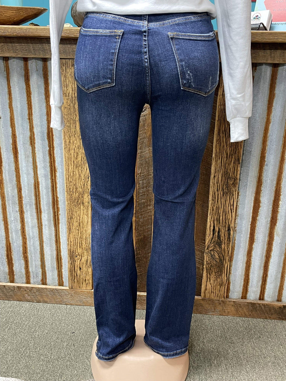 High Waist Slit Hem Slim Bootcut Judy Blue-Jeans-Judy Blue-Whiskey Ray's Boutique, Women's Western Wear Boutique in Waxahachie, TX