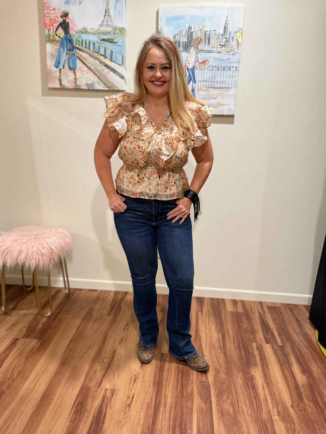 Deedee Ruffle Peplum top-Short Sleeves-Whiskey Ray's Boutique-Whiskey Ray's Boutique, Women's Western Wear Boutique in Waxahachie, TX