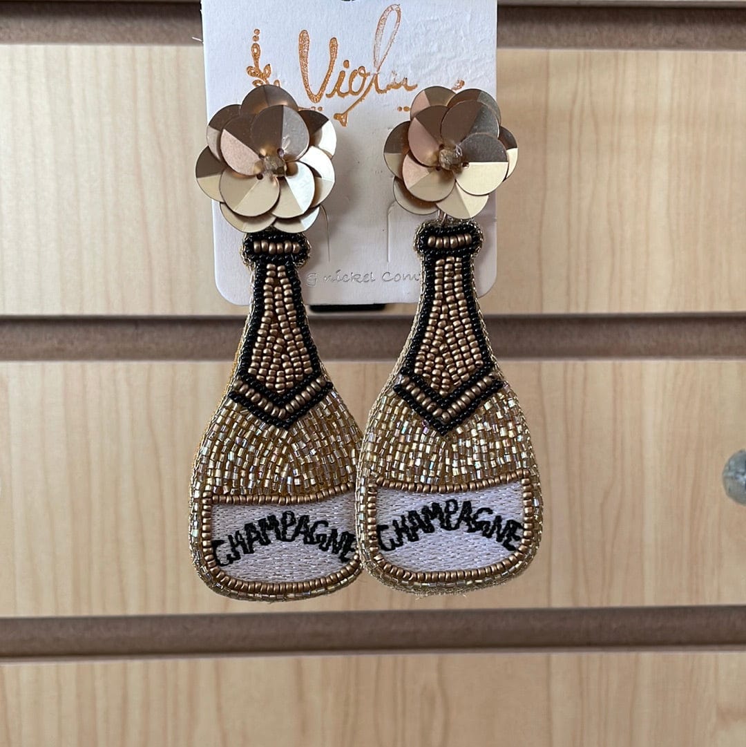 Beaded Champagne Earrings-Earrings-Whiskey Ray's Boutique-Whiskey Ray's Boutique, Women's Western Wear Boutique in Waxahachie, TX