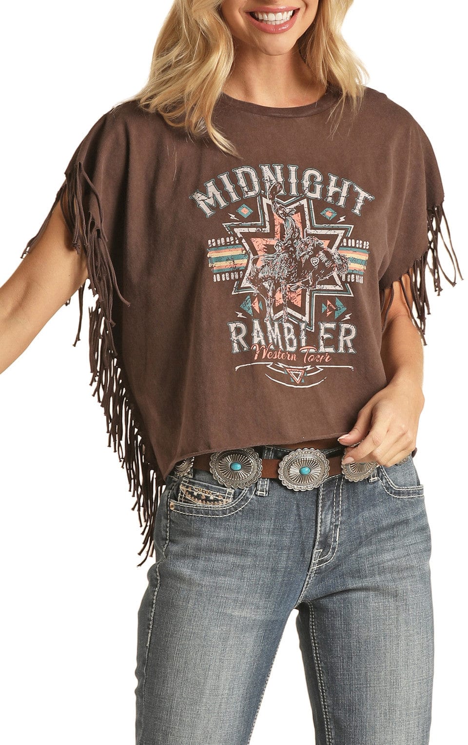 Graphic Fringe Tank-Graphic Tops-Rock & Roll Denim-Whiskey Ray's Boutique, Women's Western Wear Boutique in Waxahachie, TX