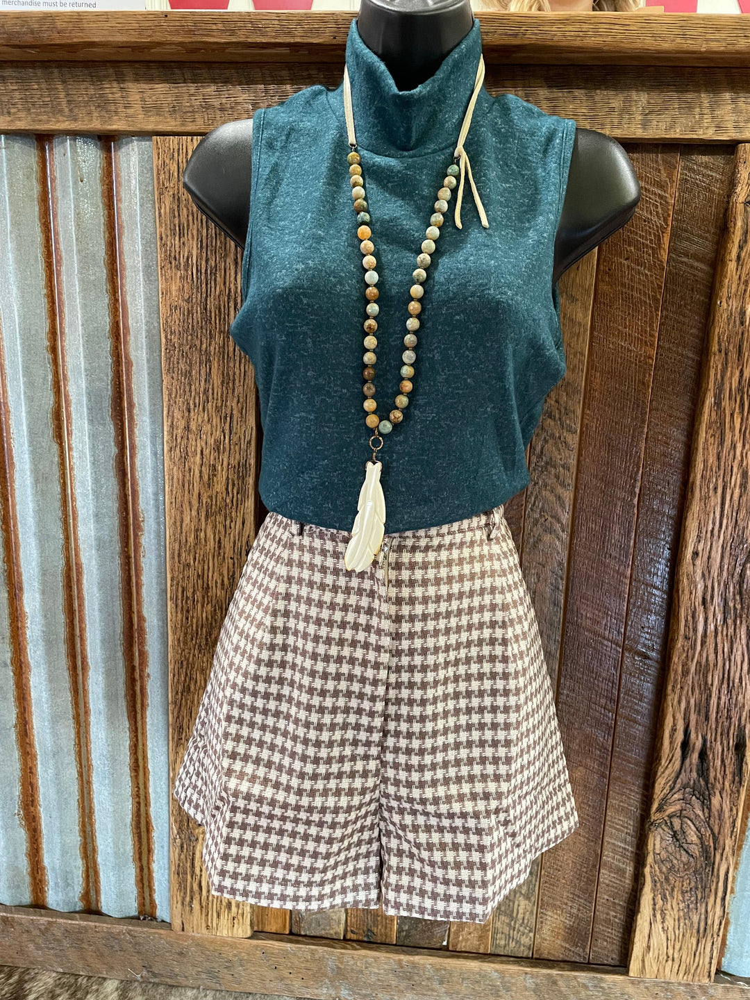 Houndstooth High-waisted Shorts-Shorts-Whiskey Ray's Boutique-Whiskey Ray's Boutique, Women's Western Wear Boutique in Waxahachie, TX