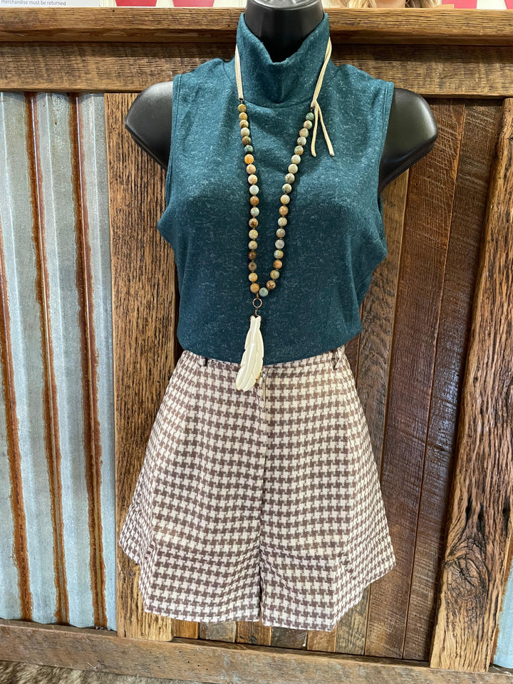 Houndstooth High-waisted Shorts-Shorts-Whiskey Ray's Boutique-Whiskey Ray's Boutique, Women's Western Wear Boutique in Waxahachie, TX