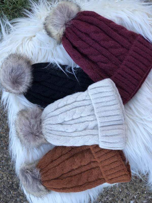 Pom Pom beanies-Hats-Whiskey Ray's Boutique-Whiskey Ray's Boutique, Women's Western Wear Boutique in Waxahachie, TX