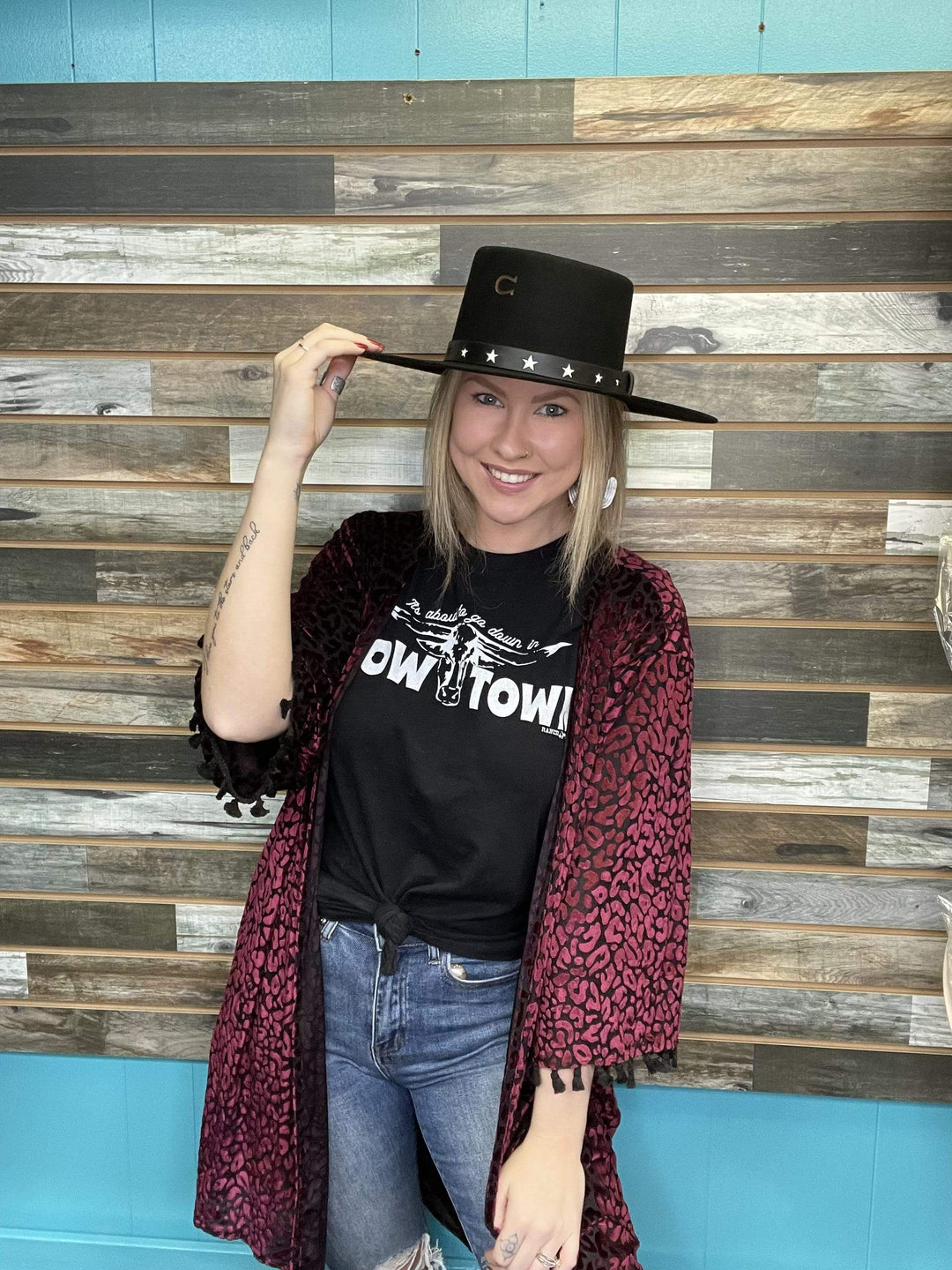 Velvet Kimono-Kimonos-Whiskey Ray's Boutique-Whiskey Ray's Boutique, Women's Western Wear Boutique in Waxahachie, TX
