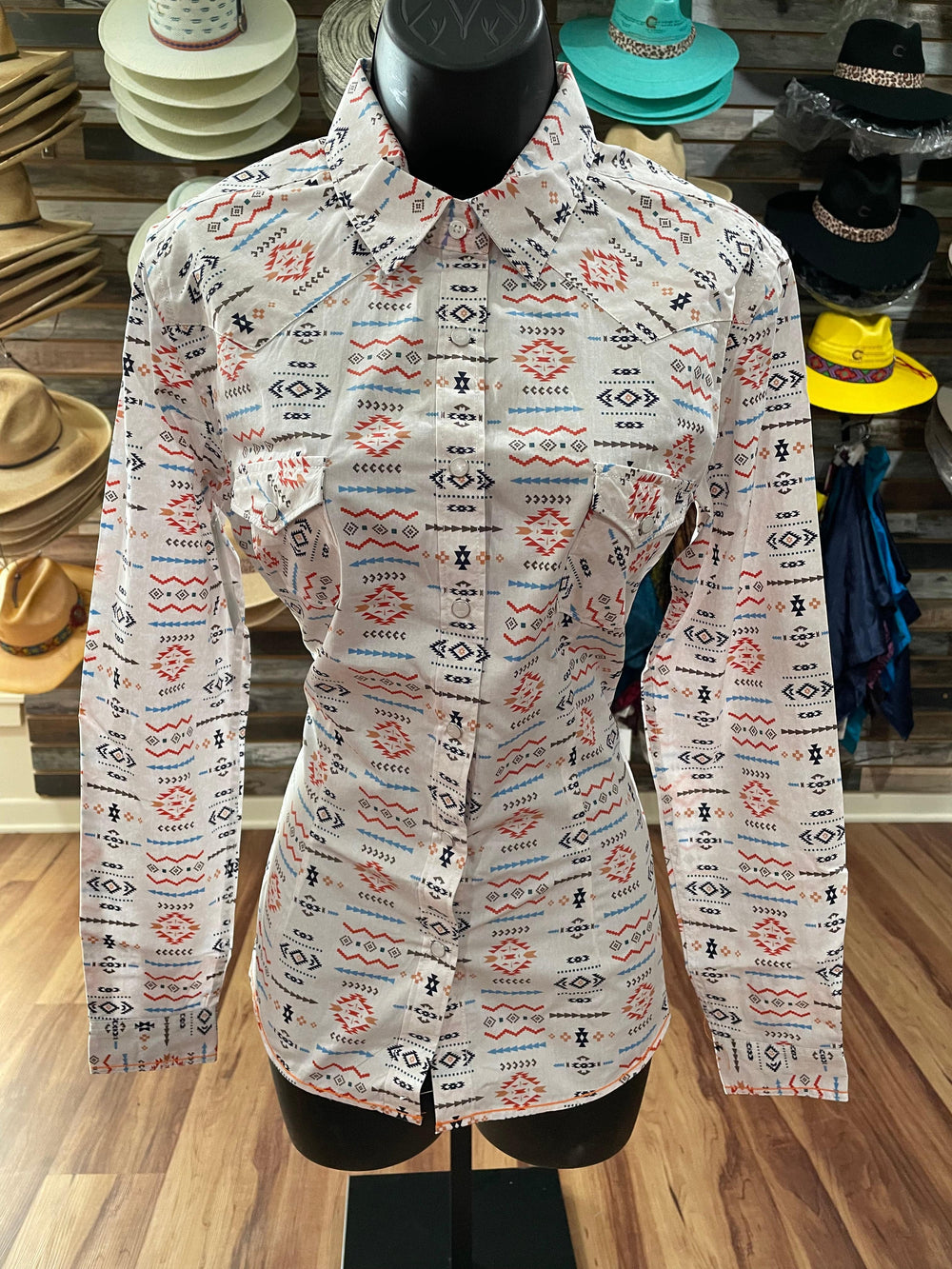 Pandhandle Women's Aztec Long sleeve western shirt-Long Sleeves-Panhandle-Whiskey Ray's Boutique, Women's Western Wear Boutique in Waxahachie, TX