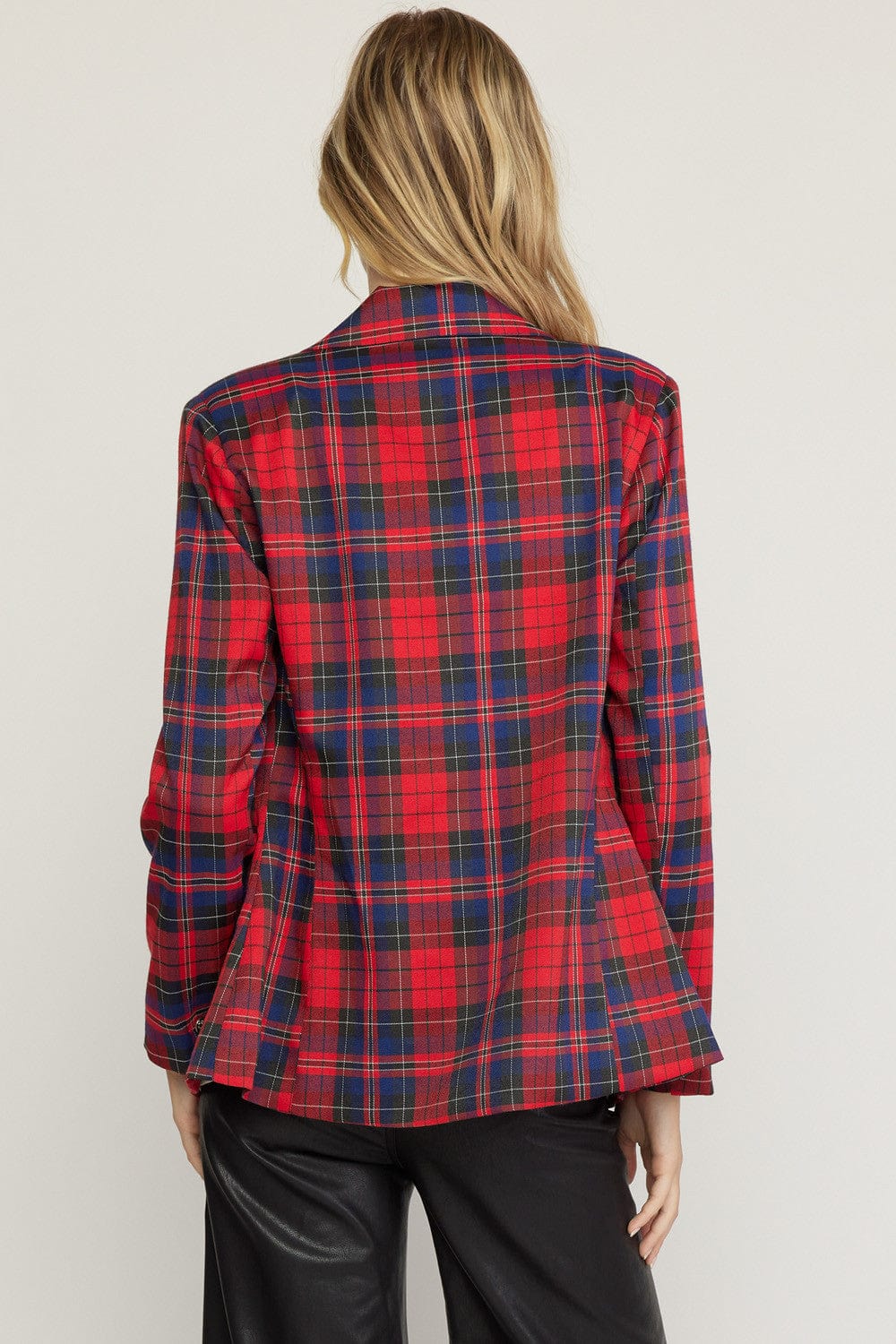 Plaid Double breasted Blazer-Blazers-Whiskey Ray's Boutique-Whiskey Ray's Boutique, Women's Western Wear Boutique in Waxahachie, TX