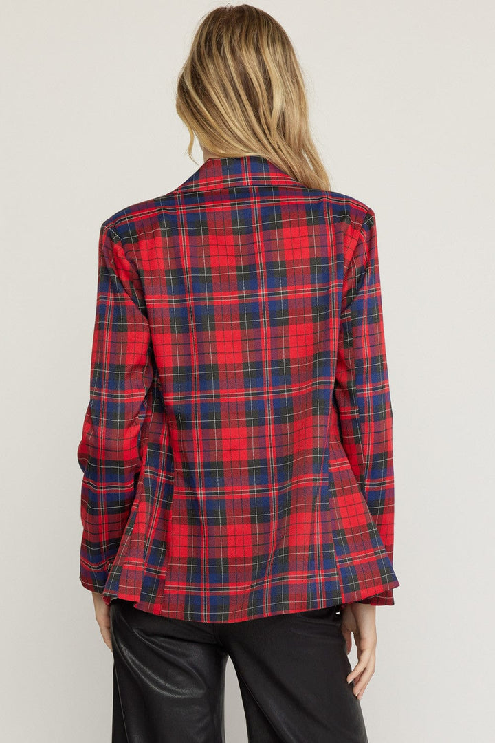 Plaid Double breasted Blazer-Blazers-Whiskey Ray's Boutique-Whiskey Ray's Boutique, Women's Western Wear Boutique in Waxahachie, TX