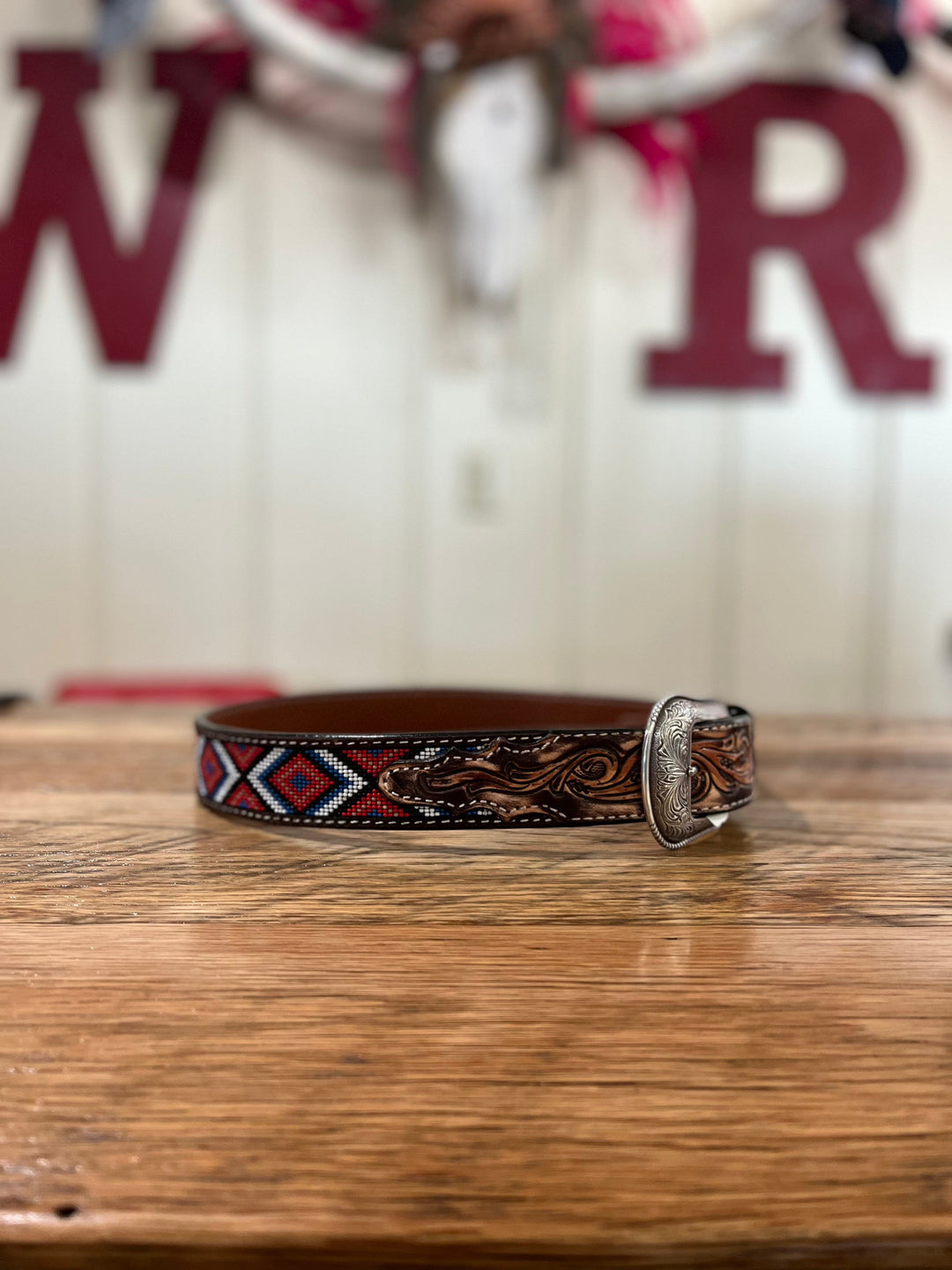 Red White and Blue Beaded 3D Belt-Belts-Whiskey Ray's Boutique-Whiskey Ray's Boutique, Women's Western Wear Boutique in Waxahachie, TX