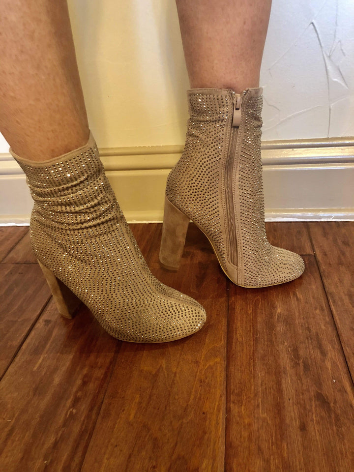 Bling Booties-Taupe-Boots-Whiskey Ray's Boutique-Whiskey Ray's Boutique, Women's Western Wear Boutique in Waxahachie, TX