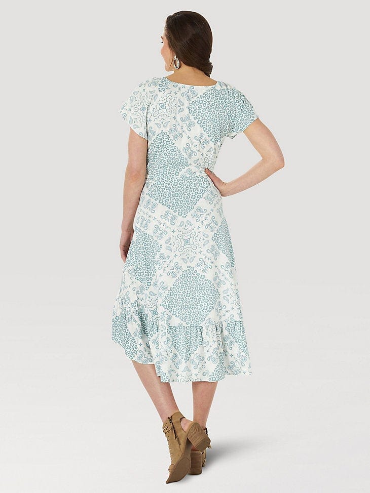 Wrangler High low Wrap Print Dress-Dresses-Wrangler-Whiskey Ray's Boutique, Women's Western Wear Boutique in Waxahachie, TX
