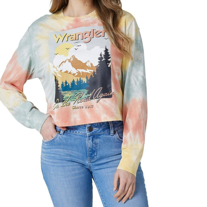 112327239 - Wrangler® Retro® Graphic Tee - Tie Dye-Graphic Tops-wrangler-Whiskey Ray's Boutique, Women's Western Wear Boutique in Waxahachie, TX