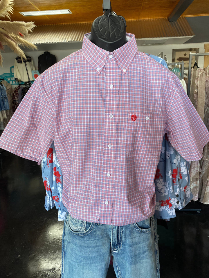 Wrangler George Strait Plaid Short Sleeve Shirt-Men's Shirts-Wrangler-Whiskey Ray's Boutique, Women's Western Wear Boutique in Waxahachie, TX