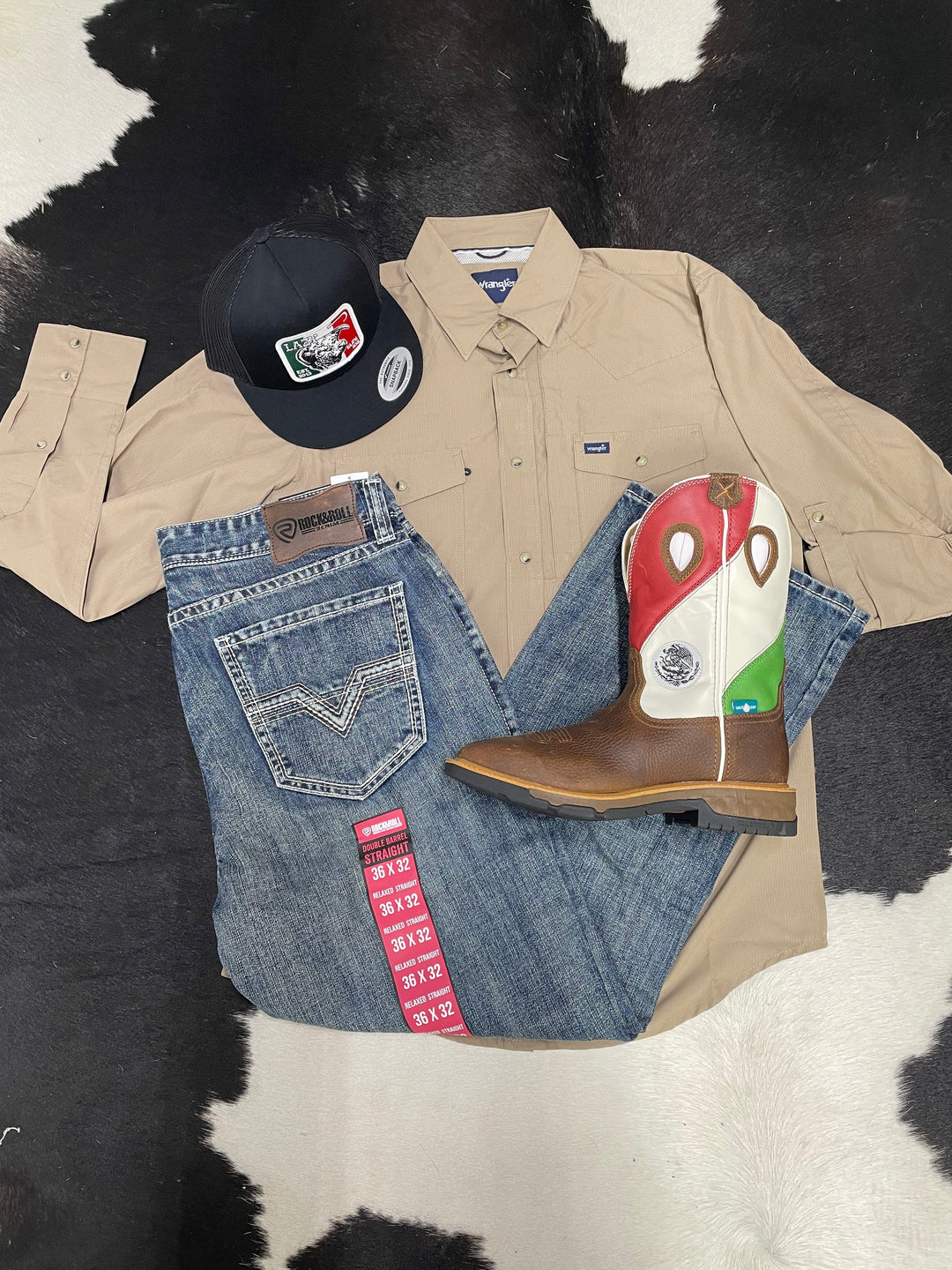 Wrangler® Performance Long Sleeve Shirt - Tan-Men's Shirts-Wrangler-Whiskey Ray's Boutique, Women's Western Wear Boutique in Waxahachie, TX