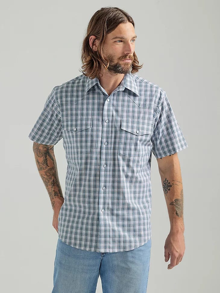 Wrangler Wrinkle Resist Short Sleeve Shirt-Men's Shirts-Wrangler-Whiskey Ray's Boutique, Women's Western Wear Boutique in Waxahachie, TX