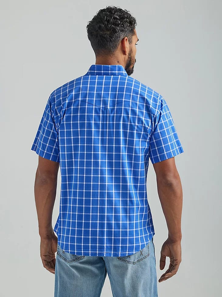 Wrangler Wrinkle Resistant Short Sleeve Shirt - Royal Blue-Men's Shirts-Wrangler-Whiskey Ray's Boutique, Women's Western Wear Boutique in Waxahachie, TX