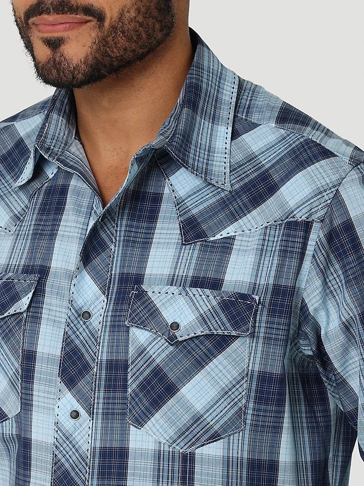 Men's Long Sleeve Western Snap Plaid Shirt-Men's Shirts-Wrangler-Whiskey Ray's Boutique, Women's Western Wear Boutique in Waxahachie, TX
