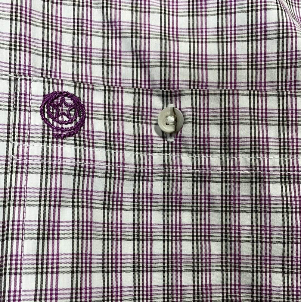 Wrangler® George Strait Collection Short Sleeve Shirt - Purple-Men's Shirts-Wrangler-Whiskey Ray's Boutique, Women's Western Wear Boutique in Waxahachie, TX