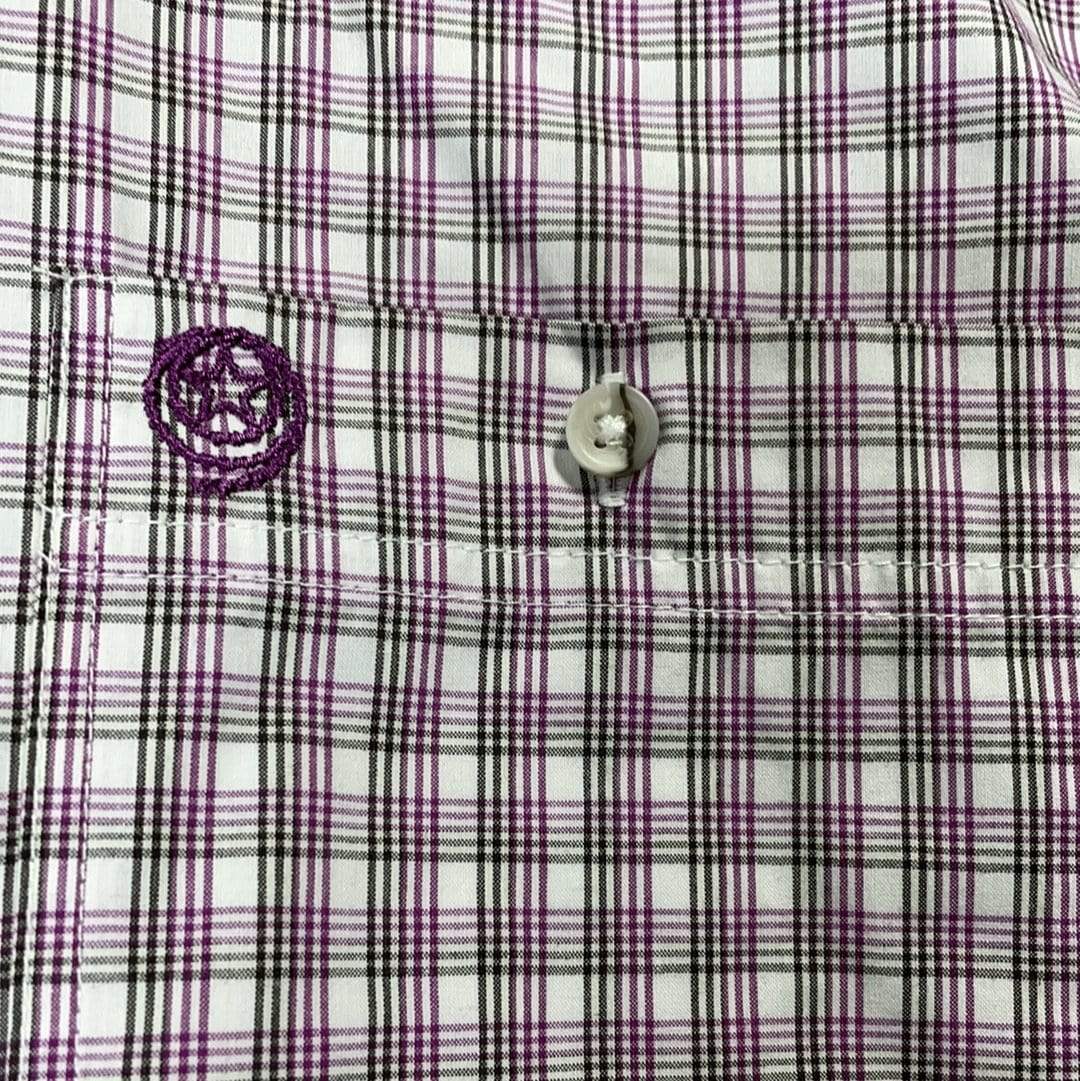 Wrangler® George Strait Collection Short Sleeve Shirt - Purple-Men's Shirts-Wrangler-Whiskey Ray's Boutique, Women's Western Wear Boutique in Waxahachie, TX