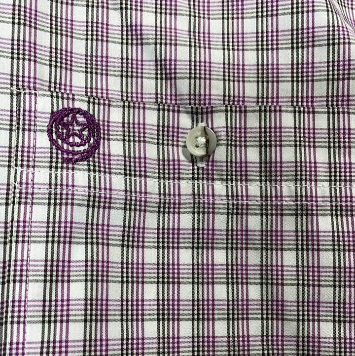 Wrangler® George Strait Collection Short Sleeve Shirt - Purple-Men's Shirts-Wrangler-Whiskey Ray's Boutique, Women's Western Wear Boutique in Waxahachie, TX