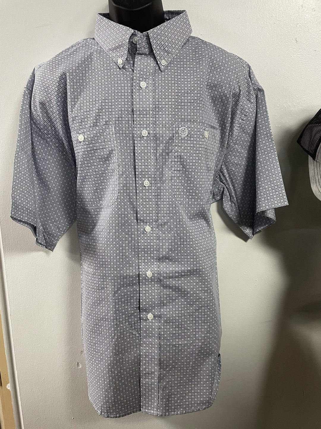 Wrangler® George Strait Collection Short Sleeve Shirt - Blue-Men's Shirts-Wrangler-Whiskey Ray's Boutique, Women's Western Wear Boutique in Waxahachie, TX