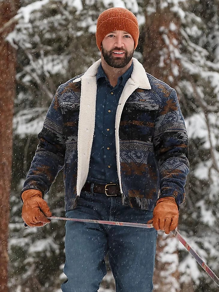 Wrangler Men’s Jacquard Sherpa Jacket-Coats & Jackets-Wrangler-Whiskey Ray's Boutique, Women's Western Wear Boutique in Waxahachie, TX