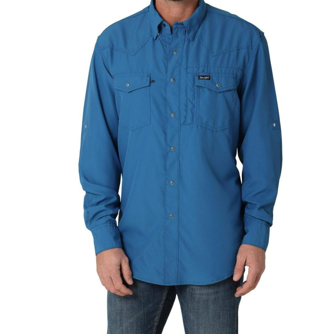 Wrangler® Performance Long Sleeve Shirt - High Tide-Men's Shirts-Wrangler-Whiskey Ray's Boutique, Women's Western Wear Boutique in Waxahachie, TX