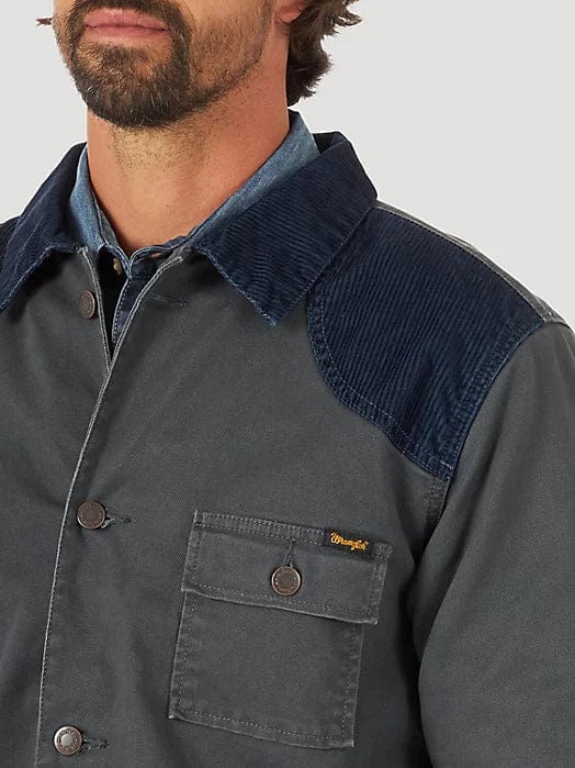 Wrangler Quilt lined Barn Coat Navy Pinstripe-Coats & Jackets-Wrangler-Whiskey Ray's Boutique, Women's Western Wear Boutique in Waxahachie, TX