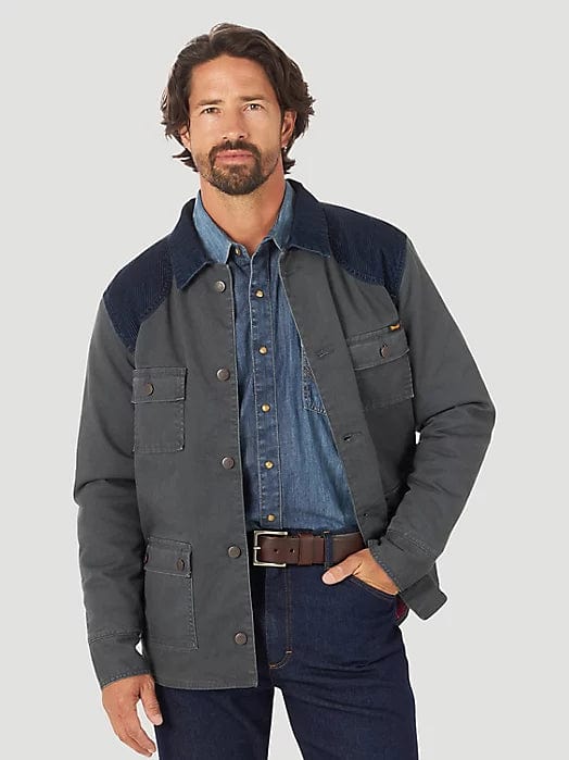 Wrangler Quilt lined Barn Coat Navy Pinstripe-Coats & Jackets-Wrangler-Whiskey Ray's Boutique, Women's Western Wear Boutique in Waxahachie, TX