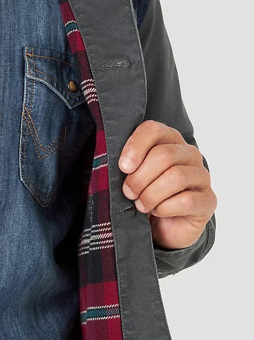 Wrangler Quilt lined Barn Coat Navy Pinstripe-Coats & Jackets-Wrangler-Whiskey Ray's Boutique, Women's Western Wear Boutique in Waxahachie, TX