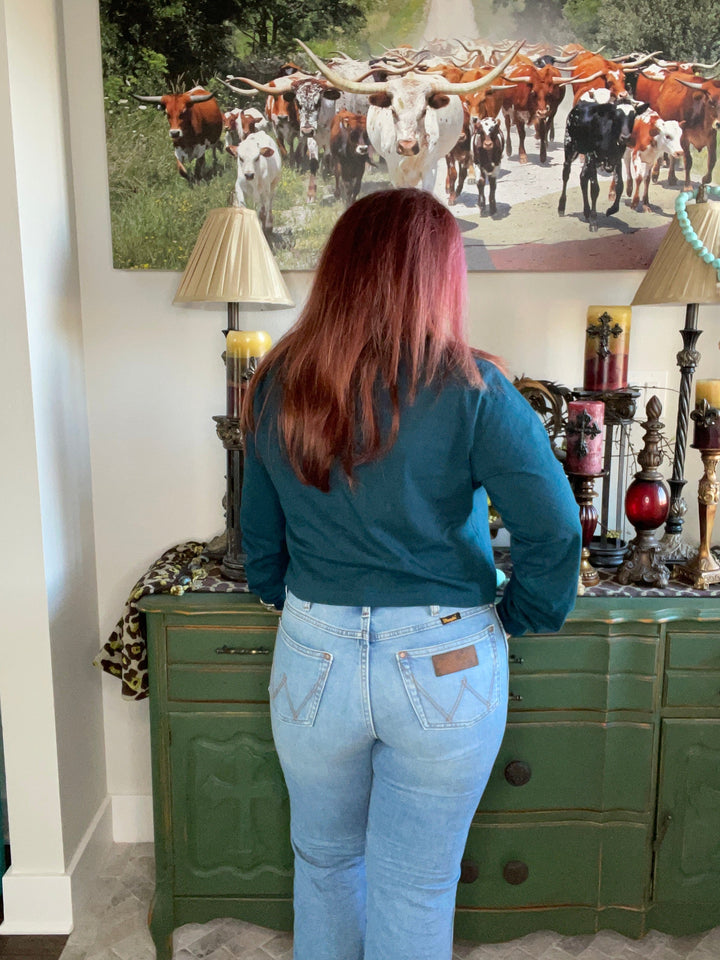 Wrangler® Retro® The Green Trouser Jean - High Rise - Wilma-Jeans-Wrangler-Whiskey Ray's Boutique, Women's Western Wear Boutique in Waxahachie, TX