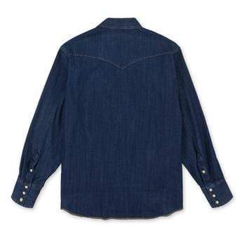 Wrangler® Western Long Sleeve Workshirt - Dark Denim-Men's Shirts-Wrangler-Whiskey Ray's Boutique, Women's Western Wear Boutique in Waxahachie, TX