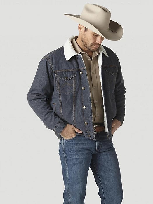 WRANGLER® WESTERN STYLED SHERPA LINED DENIM JACKET IN RUSTIC-Coats & Jackets-Wrangler-Whiskey Ray's Boutique, Women's Western Wear Boutique in Waxahachie, TX