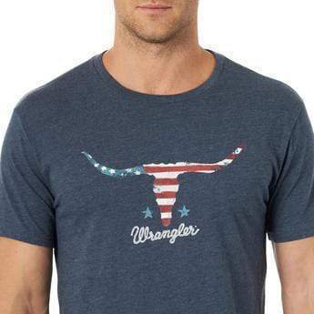 Wrangler Western T-Shirt Navy Heather-Men's Shirts-Wrangler-Whiskey Ray's Boutique, Women's Western Wear Boutique in Waxahachie, TX
